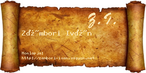 Zámbori Iván névjegykártya